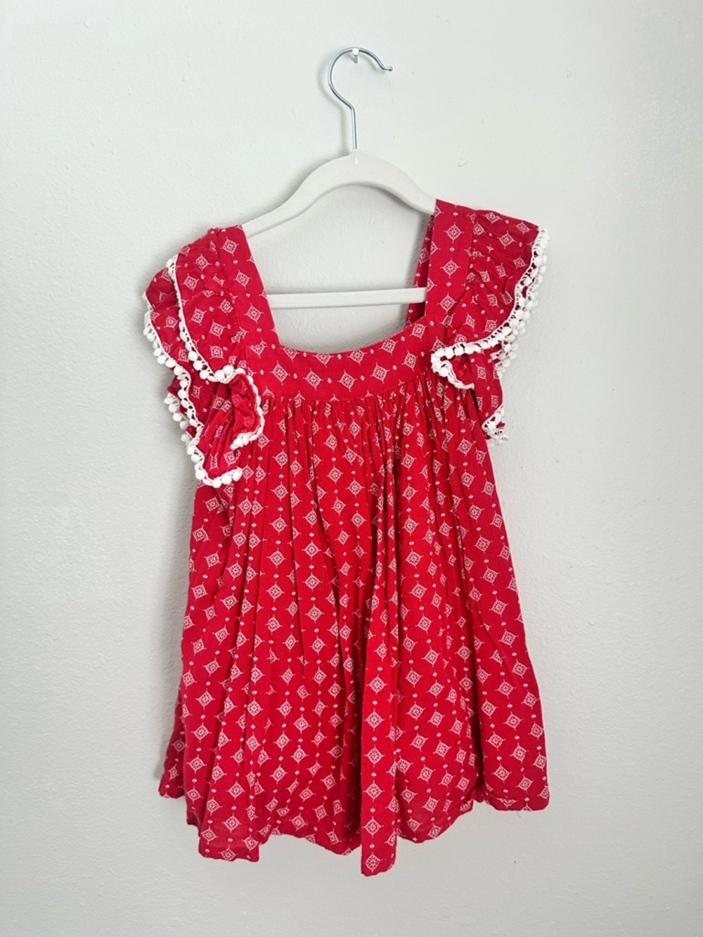 Magnolia Red Girls' Printed Neckline Dress